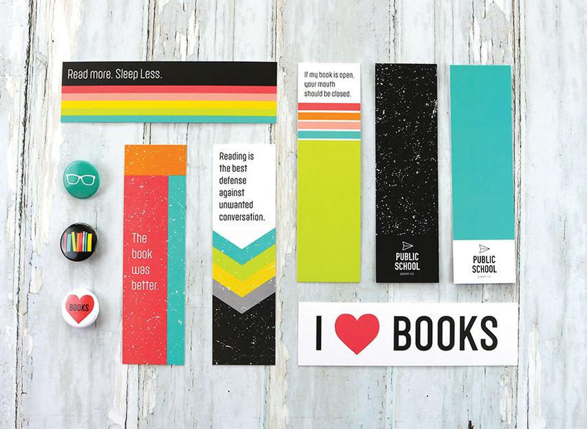 set of vibrant bookmarks with fun librarian sayings