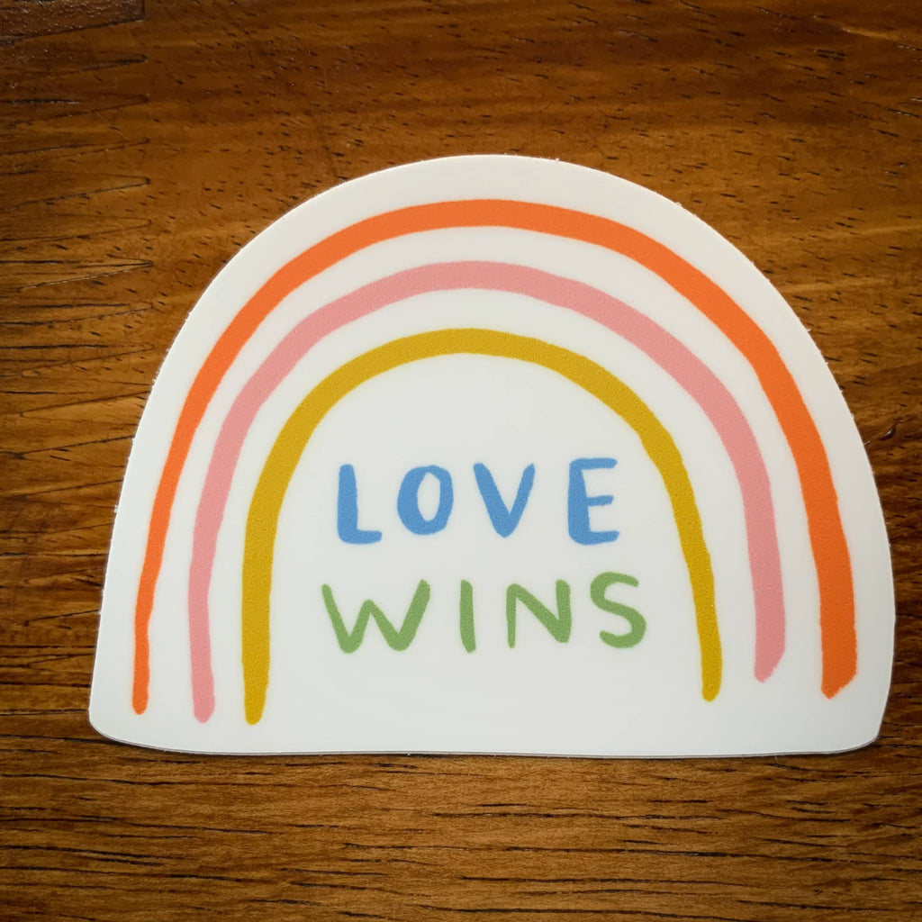 love wins rainbow sticker with pastel arches 