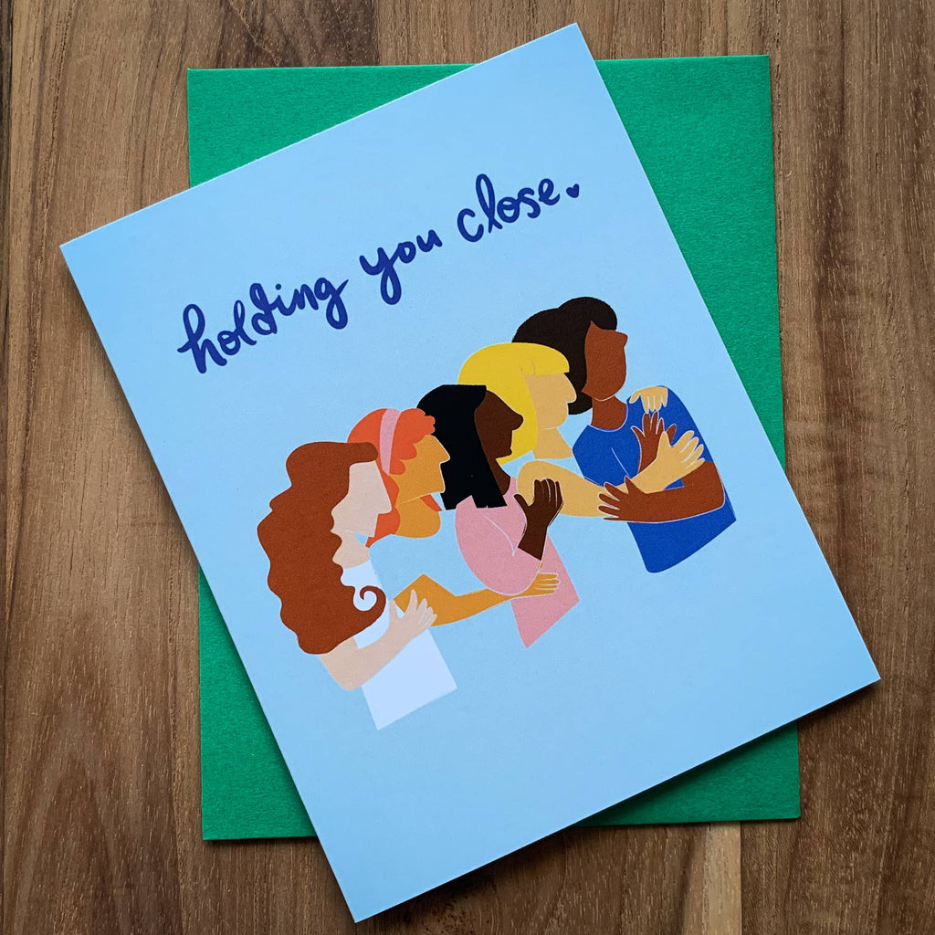Holding You Close Sympathy Card with green envelope