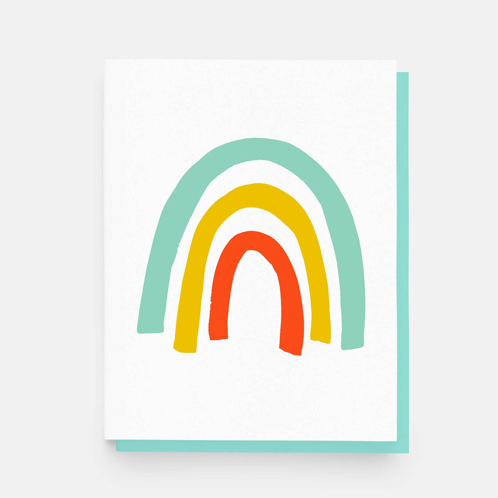 greeting card with jewel tone 3 arch rainbow
