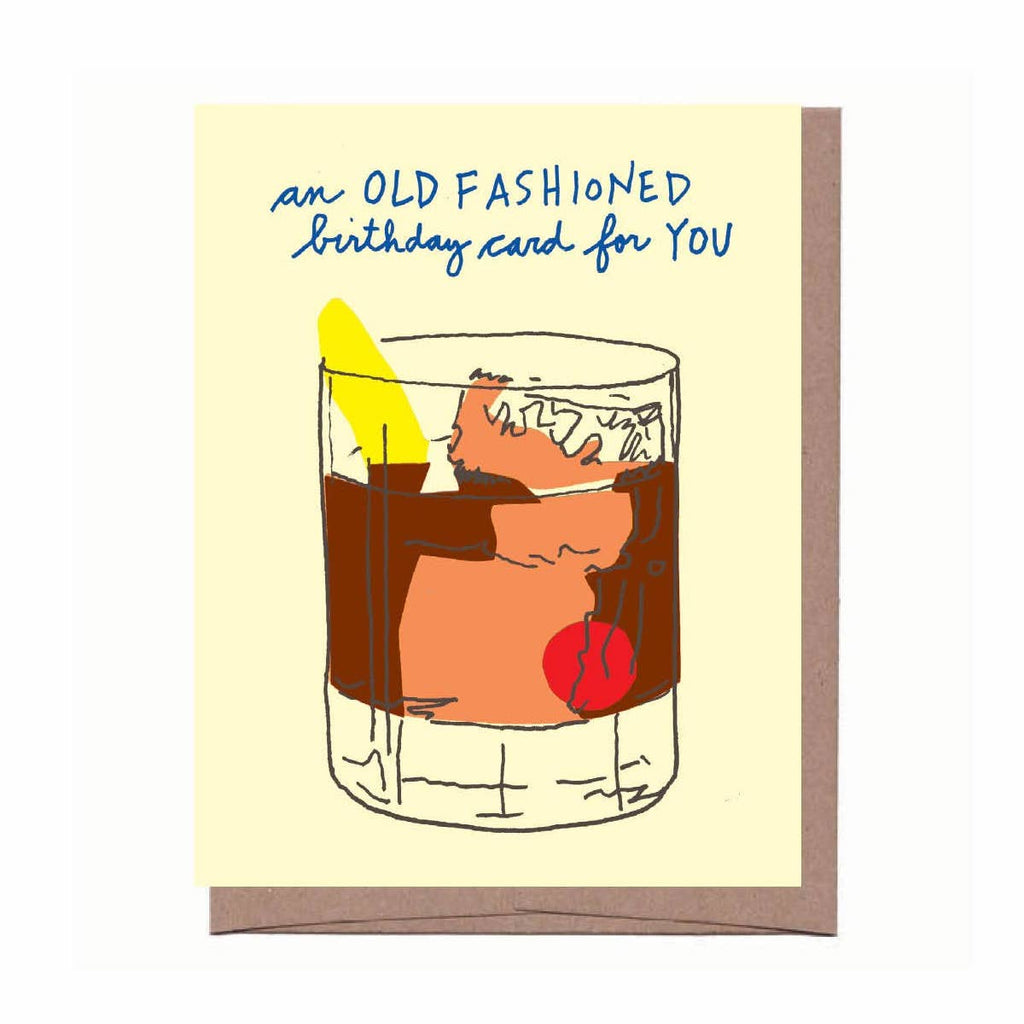 Birthday Card  with Old Fashioned illustration on front