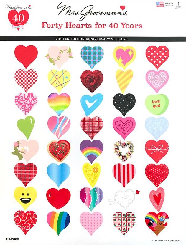 Sheet of 40 stickers in varying patterns