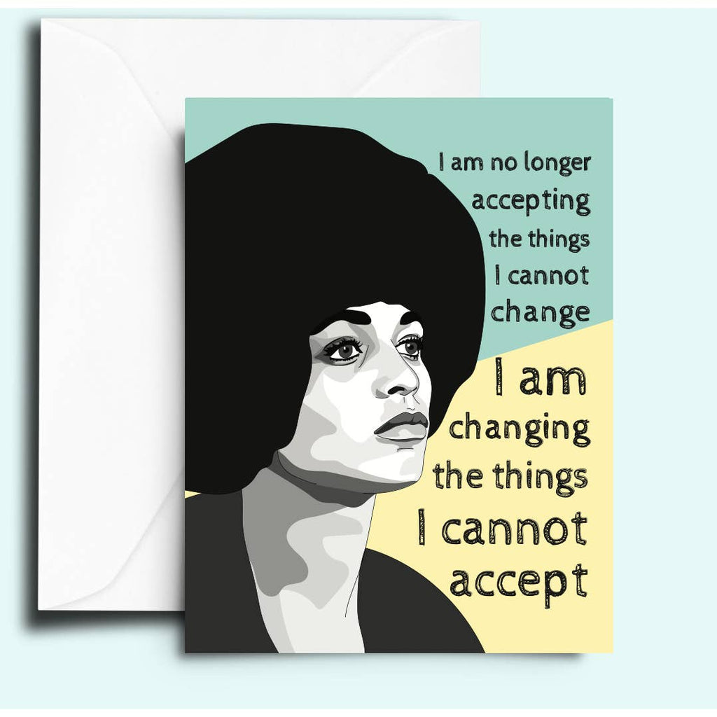 Greeting card with image of Angela Davis and quote