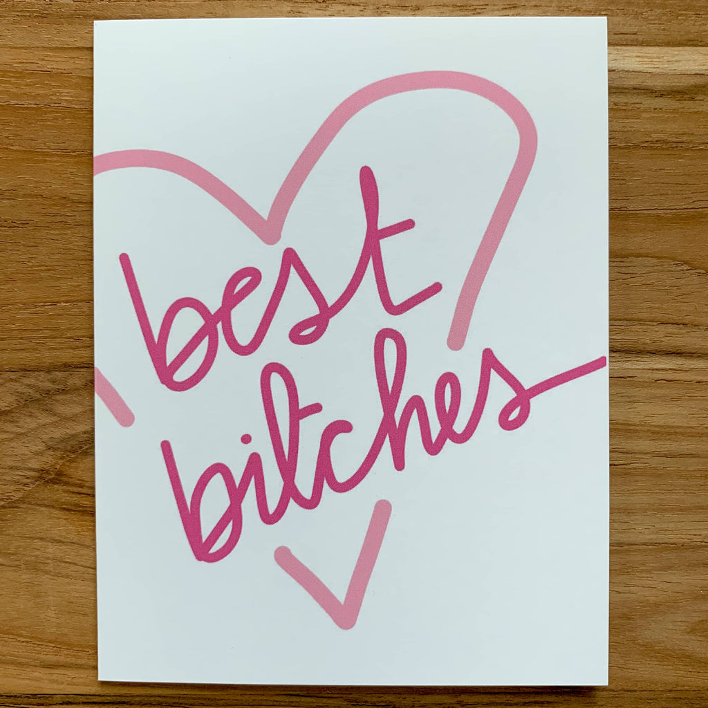 best bitches greeting card with heart